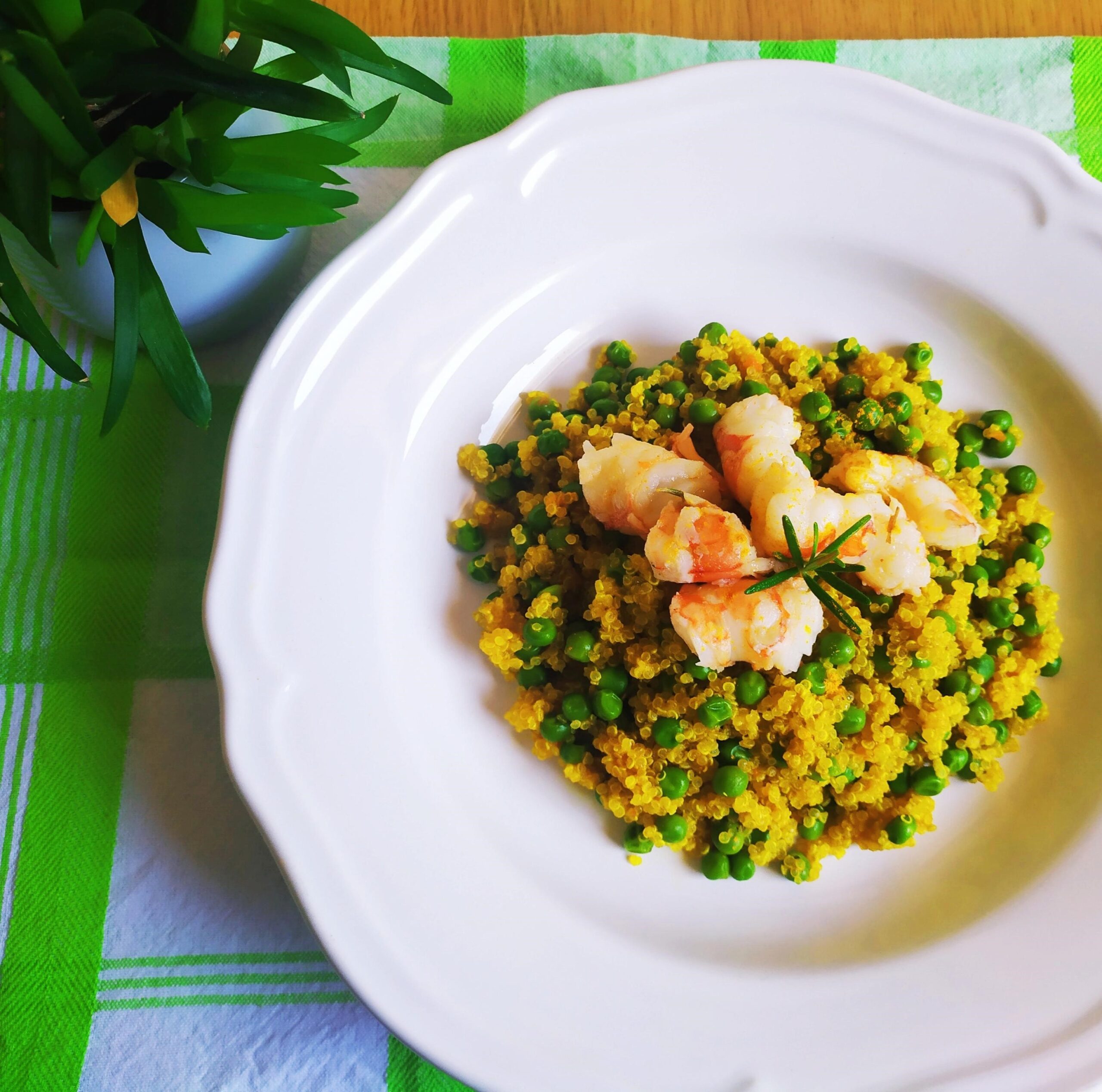 Quinoa con gamberoni e piselli Sara Ricette & Salute