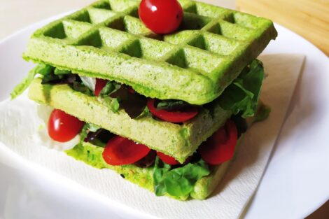 waffles salati con farina di piselli